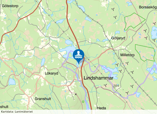 Boskvarnasjön, Lindshammar på kartan