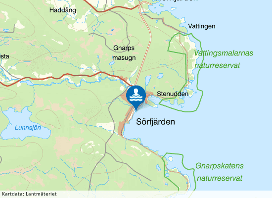 Sörfjärden, Gnarpsbaden på kartan