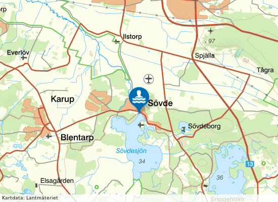Sövdesjön på kartan