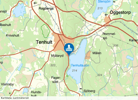 Tenhultsbadet på kartan