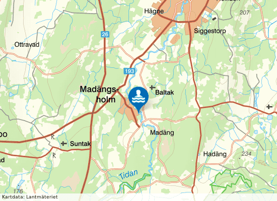 Tidan, Madängsholm, Aspängsbadet på kartan