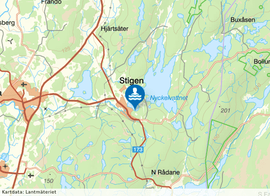 Bovattnet, Stigens badplats på kartan