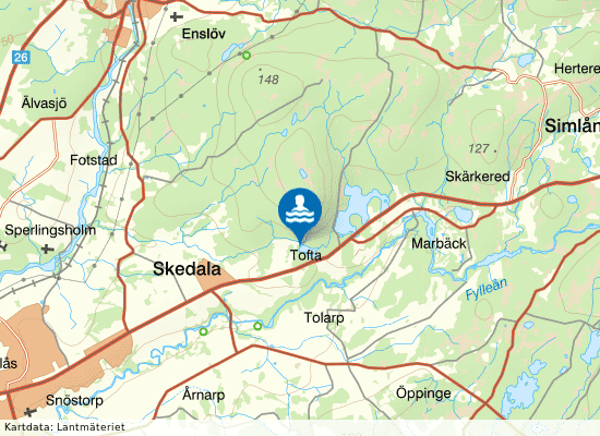 Toftasjön på kartan