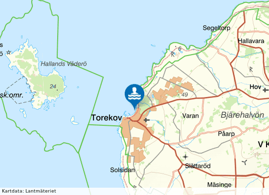 Torekovs strand på kartan