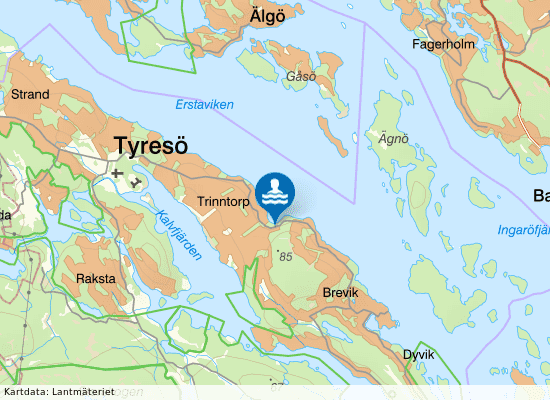 Trinntorpsbadet på kartan