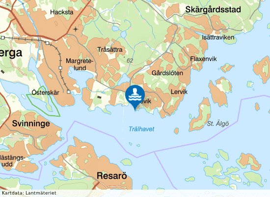 Trälhavet, Breviksbadet på kartan