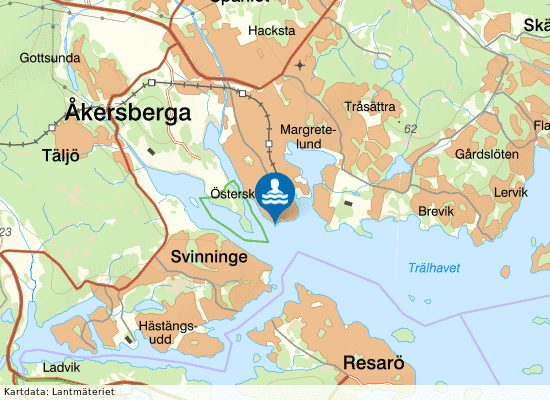 Trälhavet, Österskärs havsbad på kartan