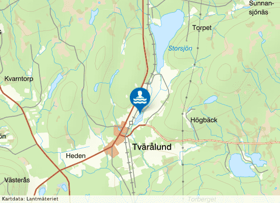 Tvärålunds badplats på kartan