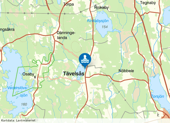 Tävelsåssjön på kartan
