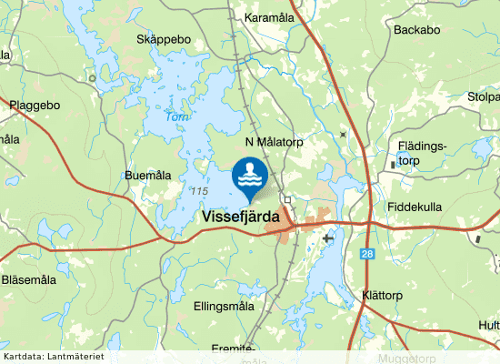 Törestorps badplats på kartan