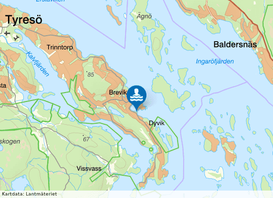 Breviksbadet på kartan