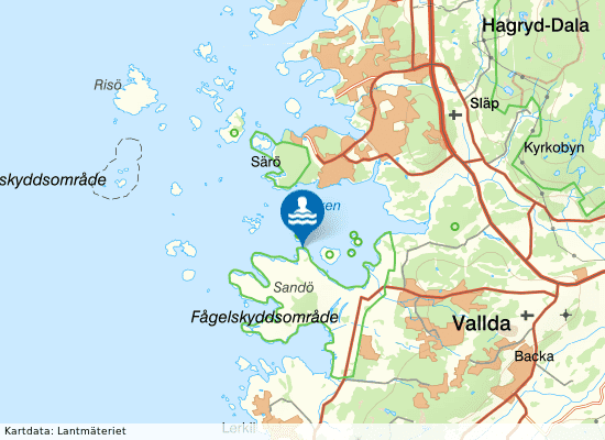 Vallda Sandö på kartan