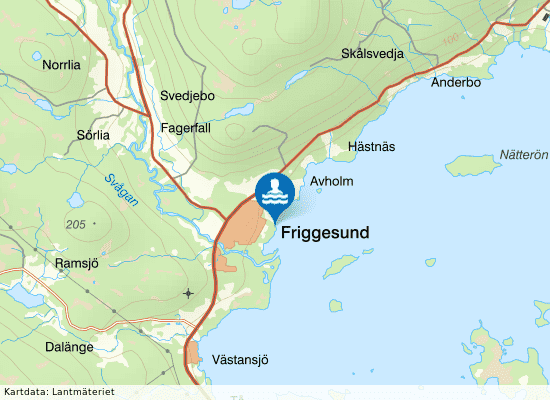Vesslabadet, Friggesund på kartan