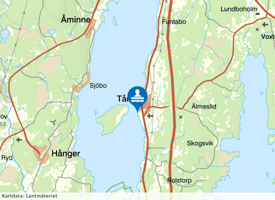 Vidösten, Tånnö badplats på kartan