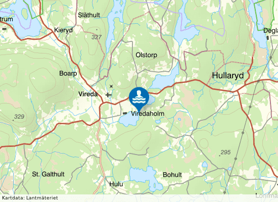 Viredaholmssjön på kartan