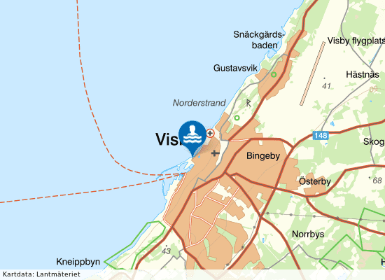 Visby, Kallbadhuset på kartan