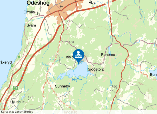Visjöbadet på kartan