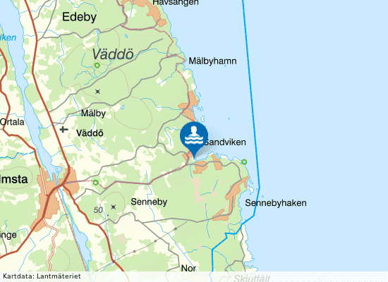 Väddö, Sandvikens Camping på kartan