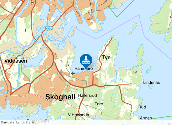 Vänern, Lövnäs på kartan