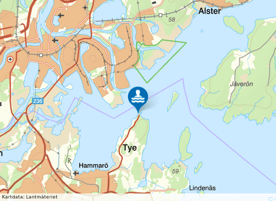 Vänern, Tynäsudden på kartan