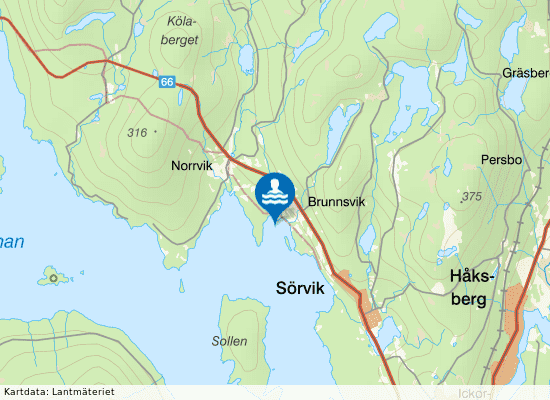 Väsman, Brunnsvik på kartan