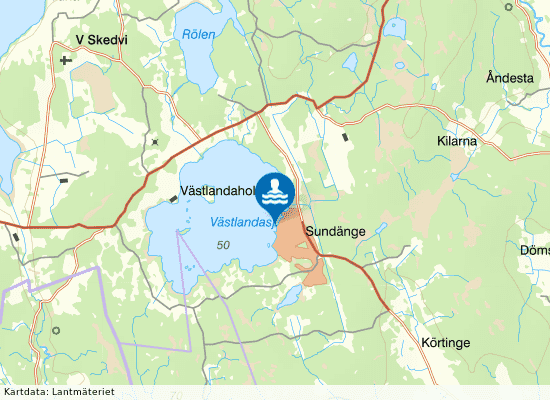 Västlandasjön, Sundänge på kartan