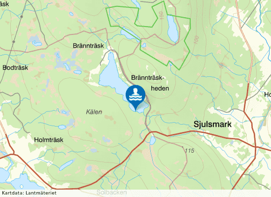 Brännträsket, Sjulsmark på kartan