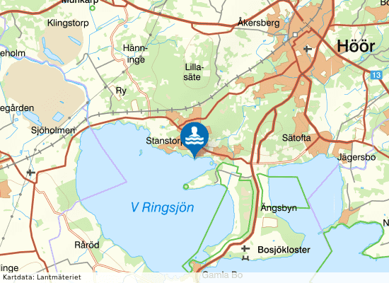 Västra Ringsjön, Stanstorp på kartan