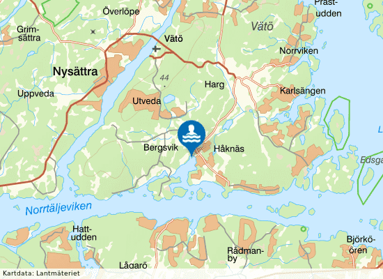 Vätö, Håknäs Sandviken på kartan