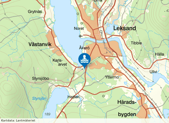 Åkerö på kartan