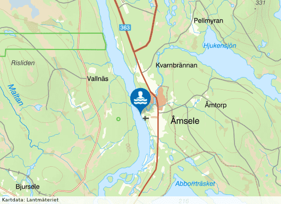 Åmsele badplats på kartan