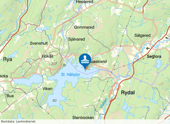 Bua badplats, Stora Hålsjön på kartan