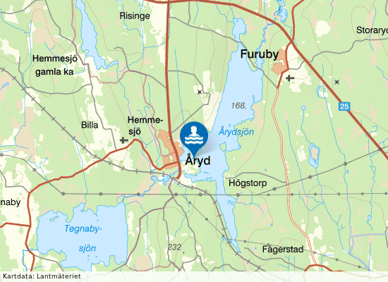 Årydsjön Åryd på kartan