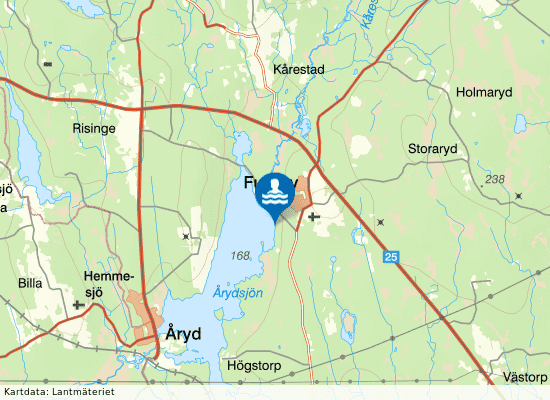 Årydsjön, Furuby på kartan