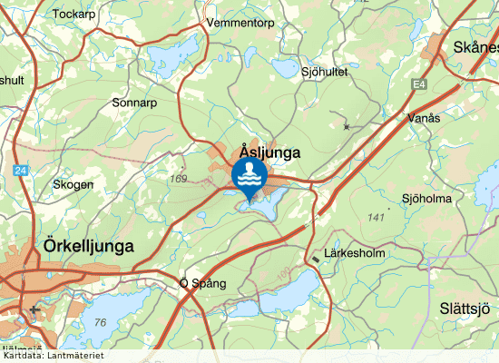 Åsljungasjöns badplats på kartan