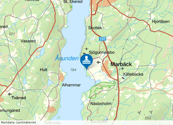 Åsunden, Alnäset  Marbäck på kartan