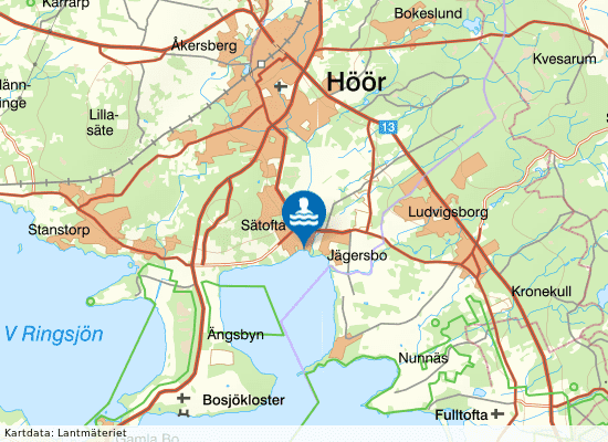 Ö:a Ringsjön, Sätofta bad och båtplats på kartan