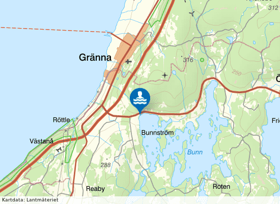 Bunnströmsbadet på kartan