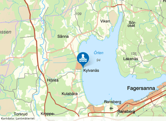 Örlen, Kylvanäs på kartan