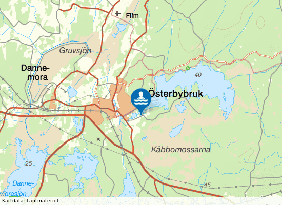 Österbybruk, Simbadet på kartan