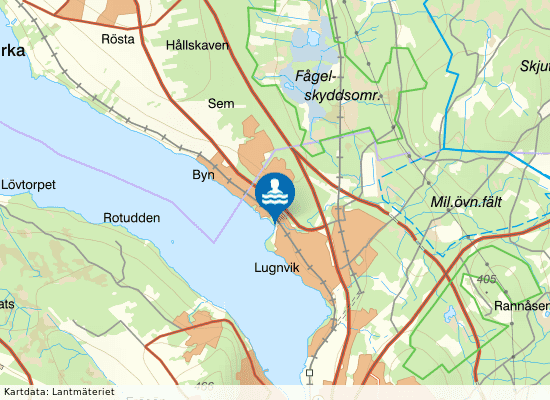 Östersund, Semsåns utlopp på kartan