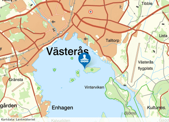 Östra Holmen, Badviken på kartan