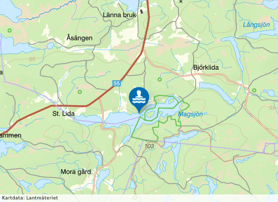 Östra Magsjön, Porsuddebadet på kartan