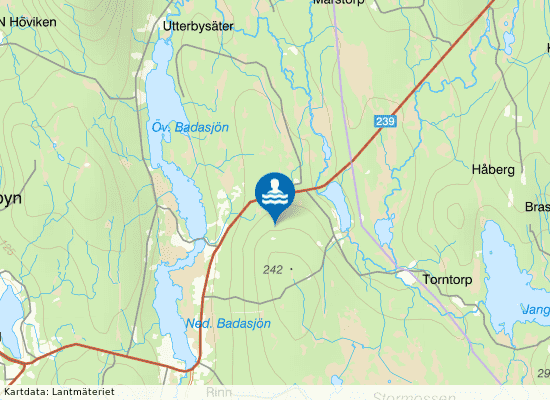 Övre Badasjön, Badasjöberg på kartan