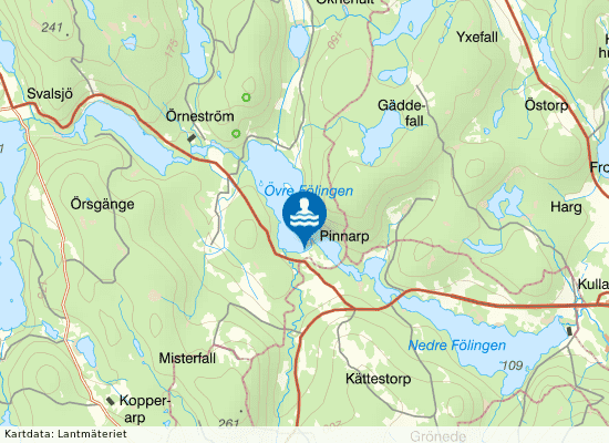 Övre Föllingen, Pinnarpsbadet på kartan