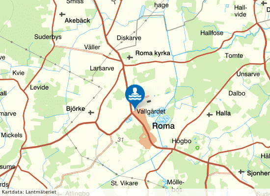Romabadet på kartan