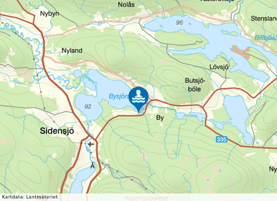 Bysjöbadet, Sidensjö på kartan