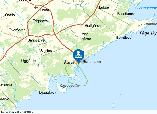 Ronehamns badplats på kartan