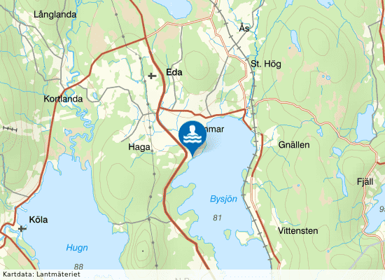 Bysjön, Haganäset på kartan