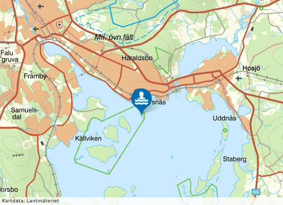 Roxnäs udde Falun på kartan